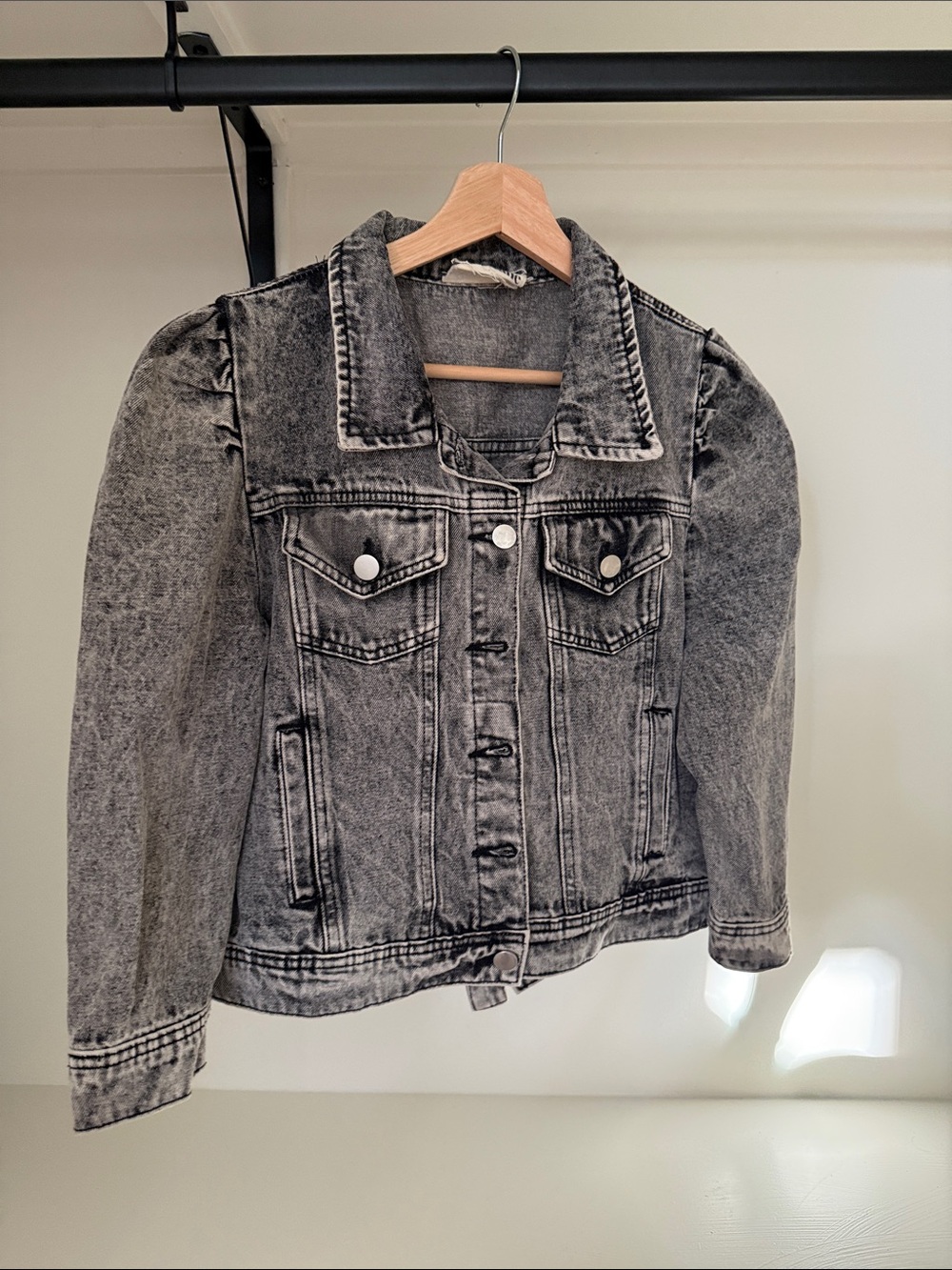 Savanna Jane Gray Washed Denim Jacket
